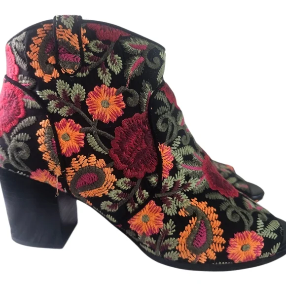 Crown Vintage Frankie Embroidered Open Toe Ankle Boot Shoe Size 11M - Picture 3 of 9